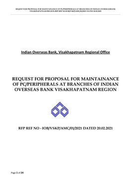 Reqest for Proposal for Maintainance of Online Ups at Branches of Indian Overseasbank Trivandrum Region
