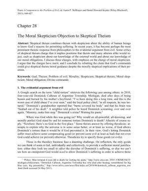 The Moral Skepticism Objection to Skeptical Theism