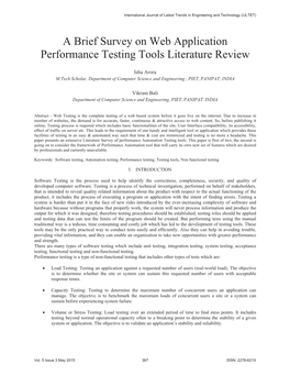 A Brief Survey on Web Application Performance Testing Tools Literature Review