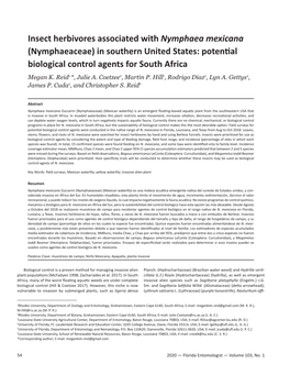 Insect Herbivores Associated with Nymphaea Mexicana (Nymphaeaceae) in Southern United States: Potential Biological Control Agents for South Africa