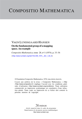 On the Fundamental Group of a Mapping Space. an Example Compositio Mathematica, Tome 28, No 1 (1974), P