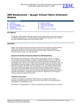 IBM Bladecenter : Qlogic Virtual Fabric Extension Module