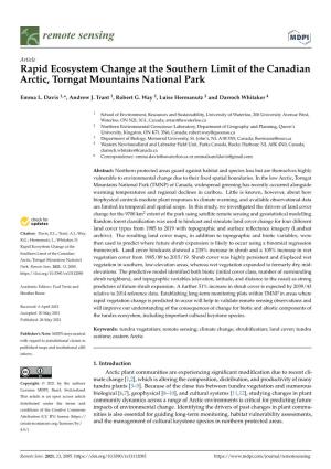Rapid Ecosystem Change at the Southern Limit of the Canadian Arctic, Torngat Mountains National Park