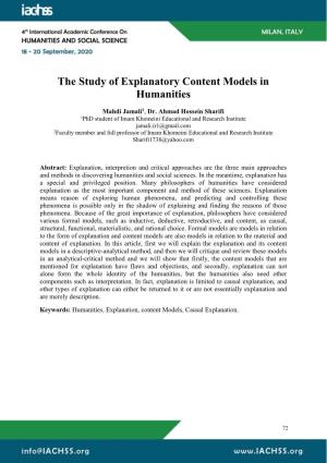 The Study of Explanatory Content Models in Humanities