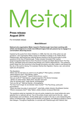 Press Release August 2014
