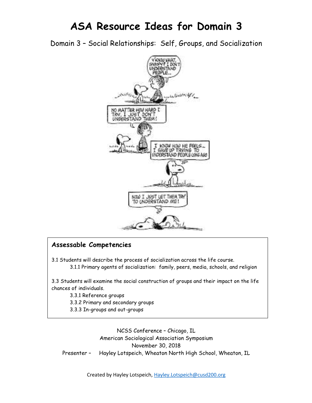 ASA Resource Ideas for Domain 3