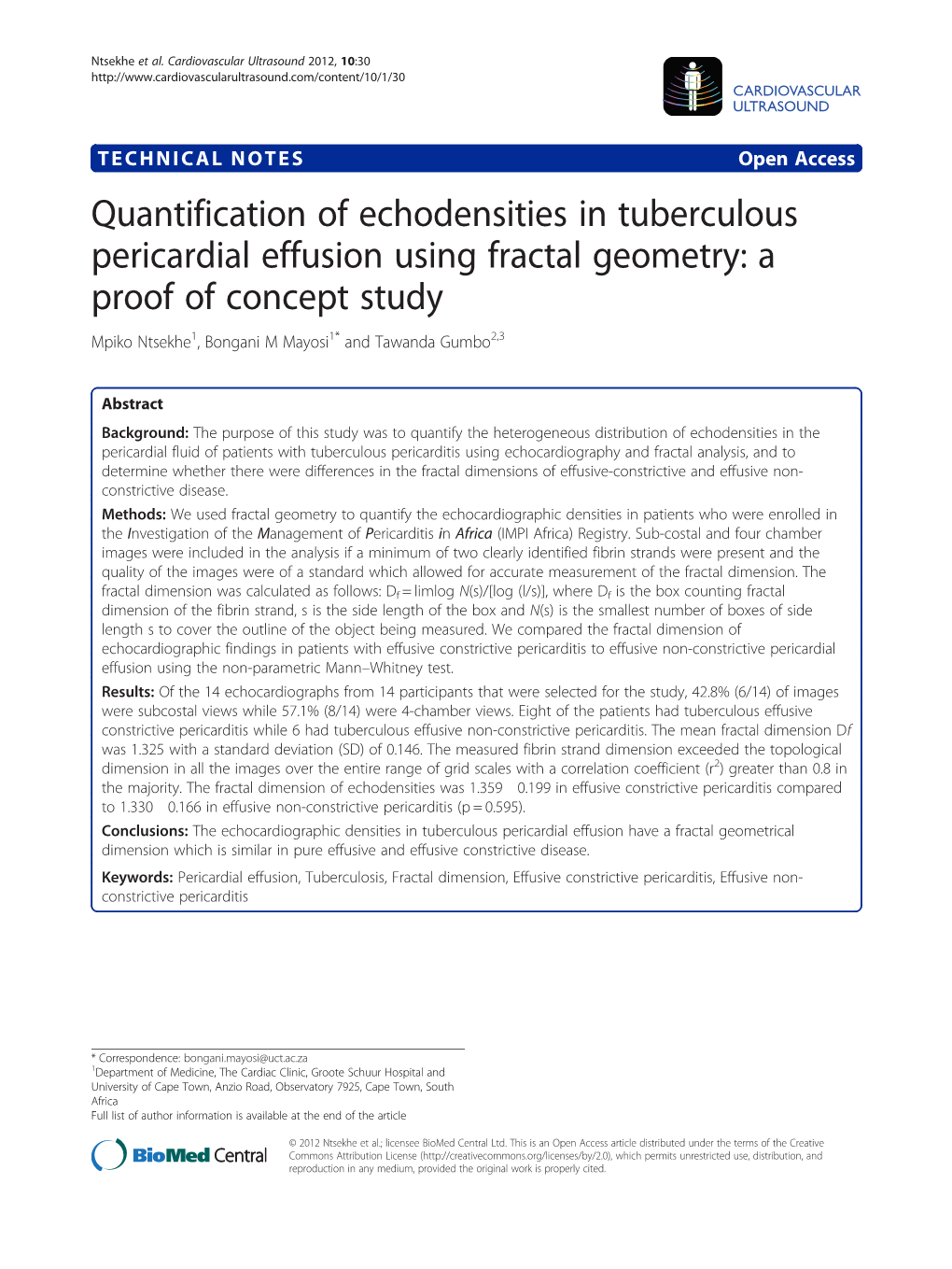 Quantification of Echodensities in Tuberculous Pericardial Effusion