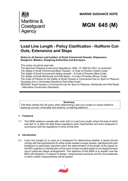 Load Line Length - Policy Clarification - Hullform Cut- Outs, Extensions and Steps