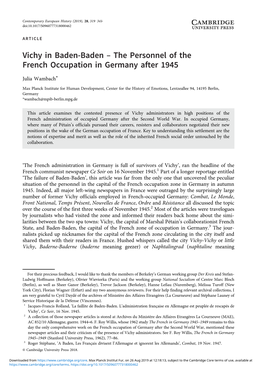 The Personnel of the French Occupation in Germany After 1945