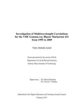 Investigation of Multiwavelength Correlations for the VHE Gamma-Ray Blazar Markarian 421 from 1995 to 2009