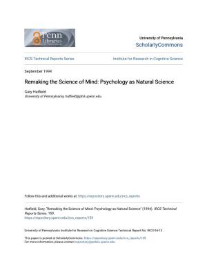 Psychology As Natural Science