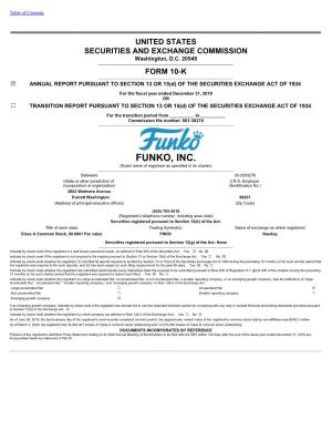 FUNKO, INC. (Exact Name of Registrant As Specified in Its Charter) ______Delaware 35-2593276 (State Or Other Jurisdiction of (I.R.S