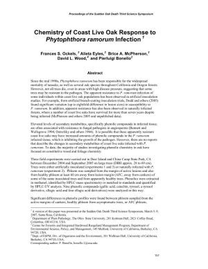 Chemistry of Coast Live Oak Response to Phytophthora Ramorum Infection 1