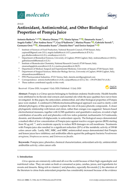 Antioxidant, Antimicrobial, and Other Biological Properties of Pompia Juice