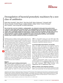Dysregulation of Bacterial Proteolytic Machinery by a New Class of Antibiotics