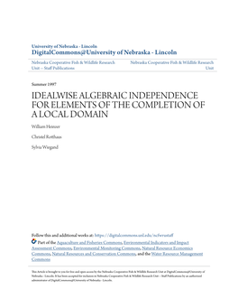 IDEALWISE ALGEBRAIC INDEPENDENCE for ELEMENTS of the COMPLETION of a LOCAL DOMAIN William Heinzer