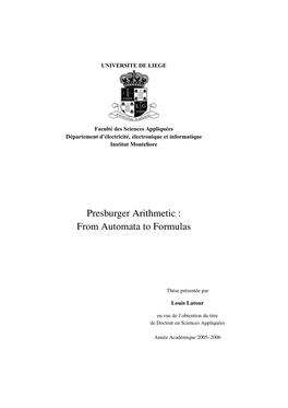 Presburger Arithmetic : from Automata to Formulas