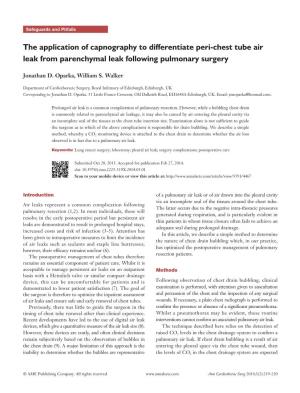 The Application of Capnography to Differentiate Peri-Chest Tube Air Leak from Parenchymal Leak Following Pulmonary Surgery