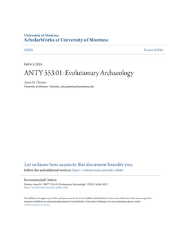 ANTY 553.01: Evolutionary Archaeology Anna M