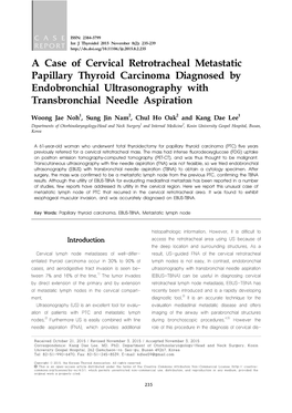 A Case of Cervical Retrotracheal Metastatic Papillary Thyroid Carcinoma Diagnosed by Endobronchial Ultrasonography with Transbronchial Needle Aspiration