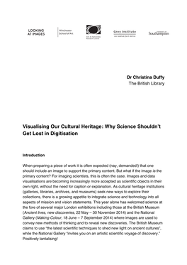 Christina Duffy Visualising Our Cultural Heritage: Why Science