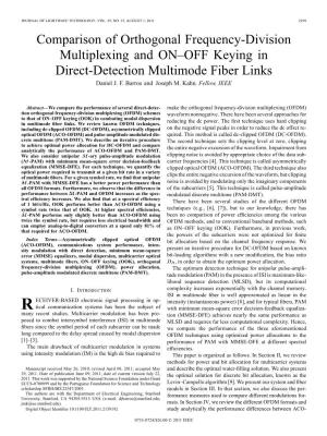 Comparison of Orthogonal Frequency-Division Multiplexing and ON–OFF Keying in Direct-Detection Multimode Fiber Links Daniel J