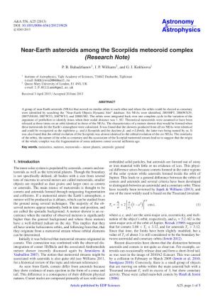 Near-Earth Asteroids Among the Scorpiids Meteoroid Complex (Research Note)