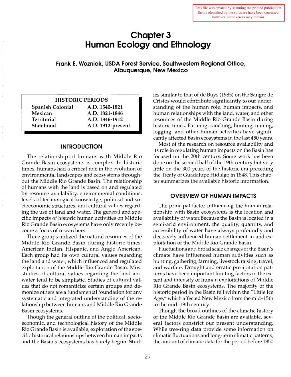 Ecology, Diversity, and Sustainability of the Middle Rio Grande Basin