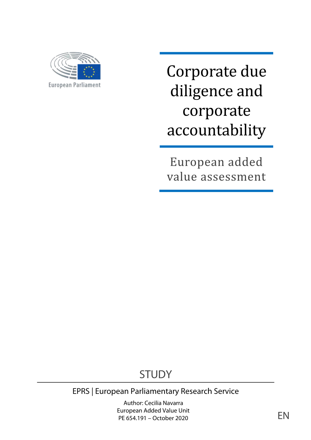 EPRS Study: Corporate Due Diligence and Corporate Accountability