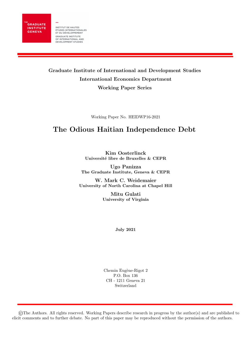 The Odious Haitian Independence Debt