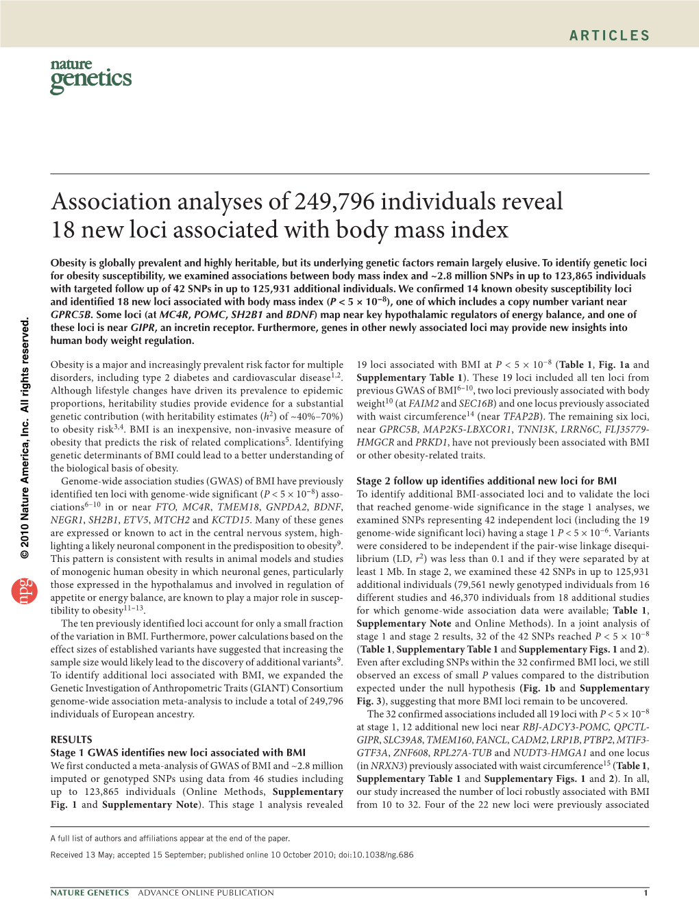 Association Analyses of 249,796 Individuals Reveal 18 New Loci