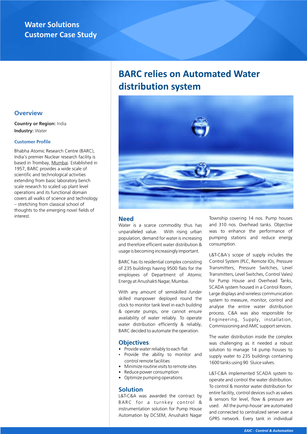 BARC Relies on Automated Water Distribution System