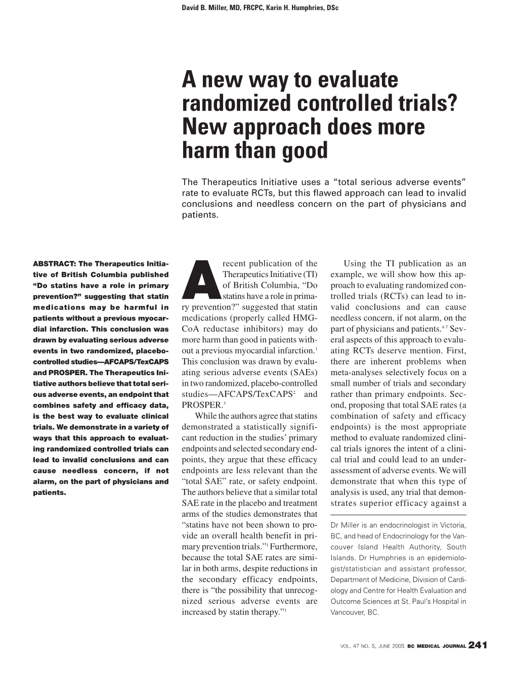 A New Way to Evaluate Randomized Controlled Trials? New Approach Does More Harm Than Good