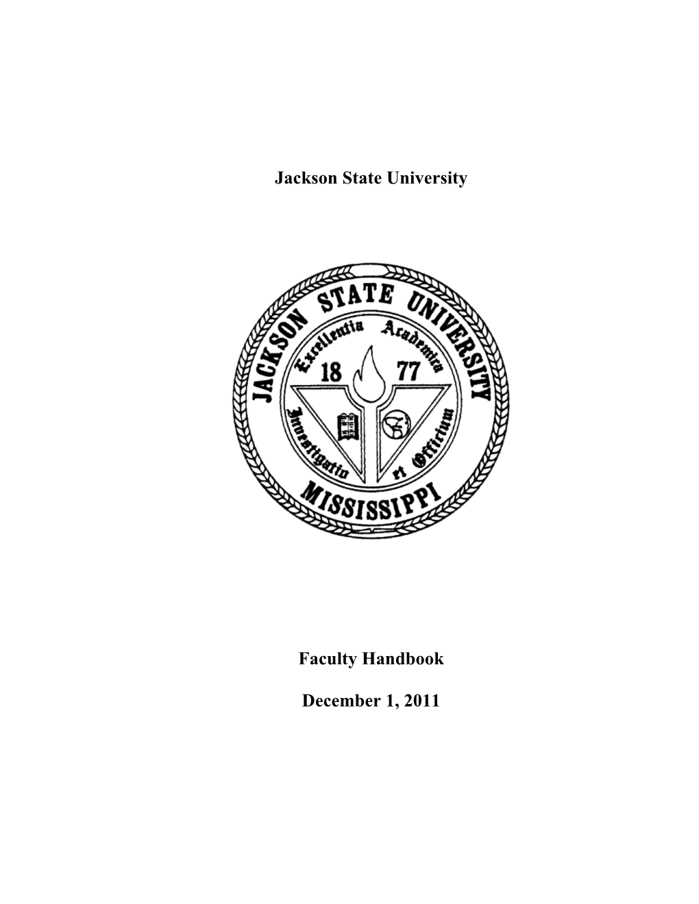 Jackson State University Faculty Handbook December 1, 2011