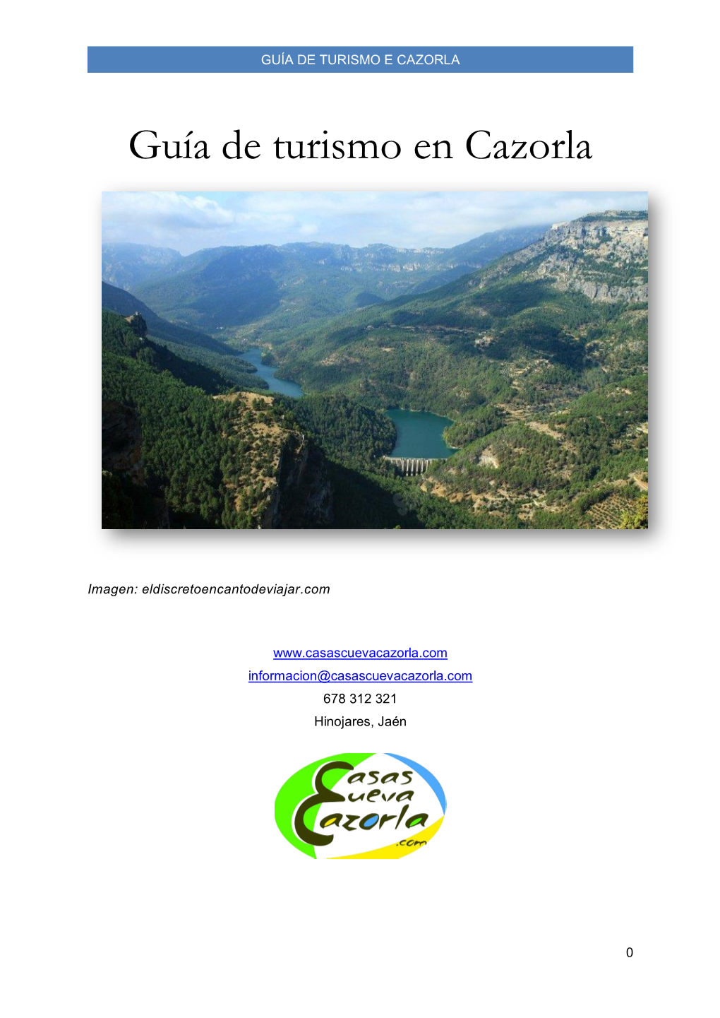 GUÍA DE TURISMO E CAZORLA Guía De Turismo En Cazorla