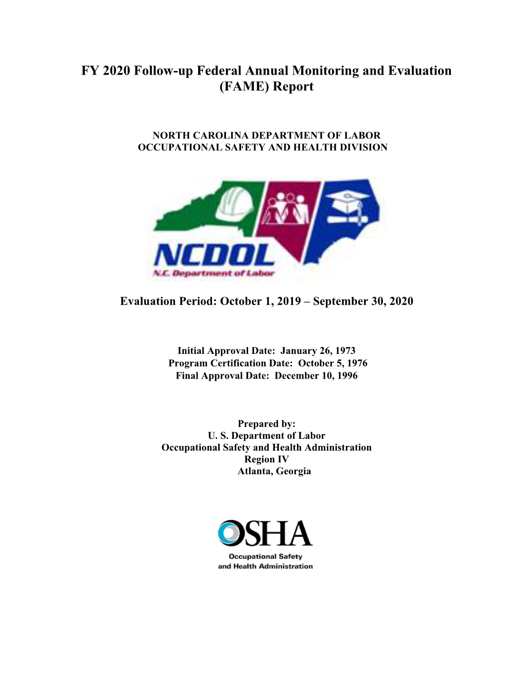 FY 2020 State NORTH CAROLINA Report