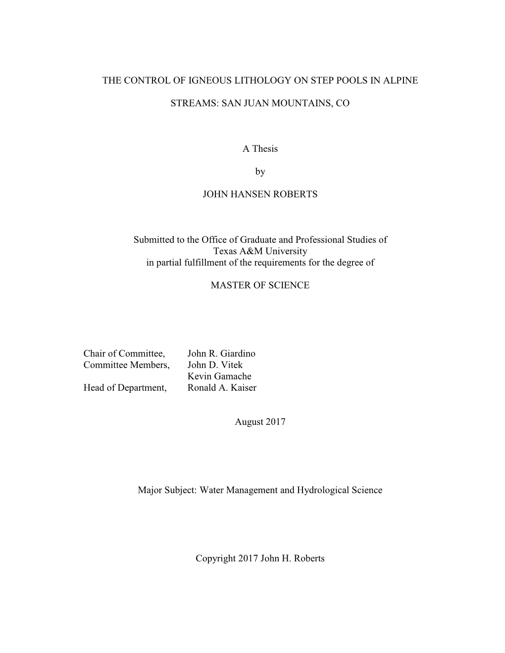 The Control of Igneous Lithology on Step Pools in Alpine