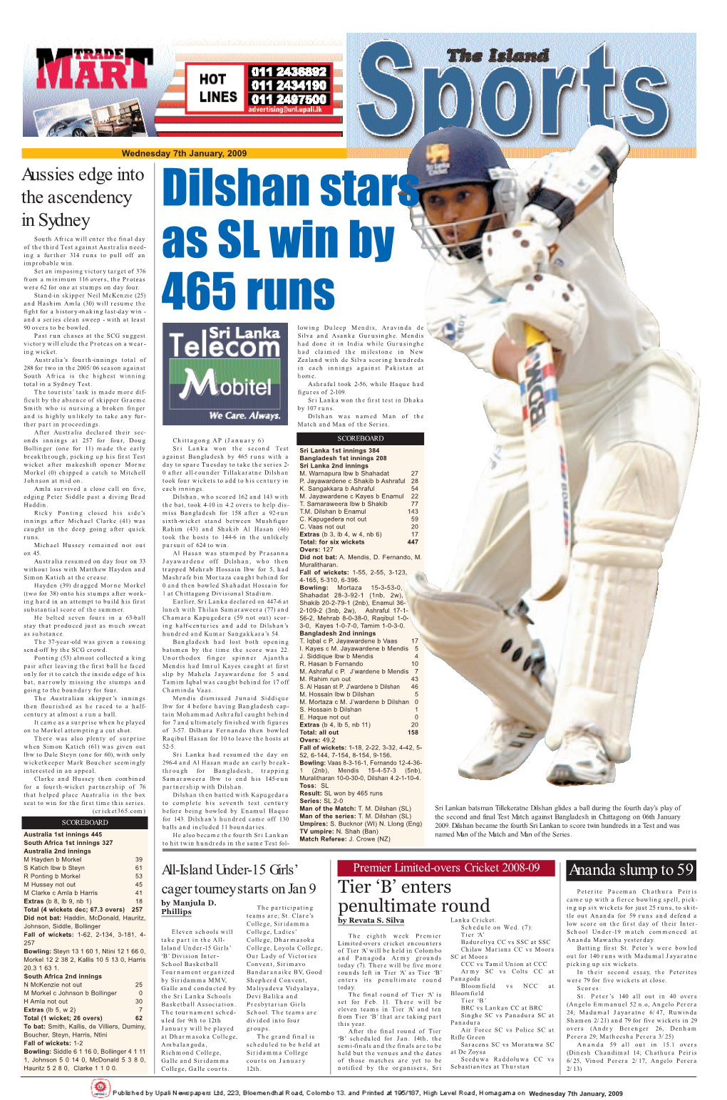 Dilshan Stars As SL Win by 465 Runs