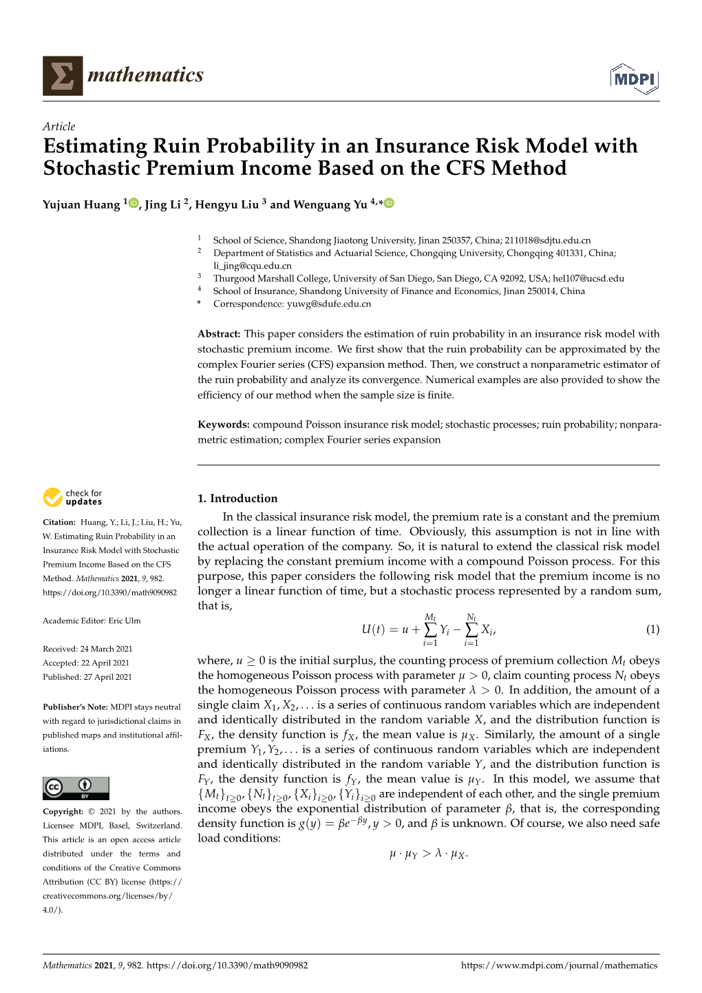 Estimating Ruin Probability in an Insurance Risk Model with Stochastic Premium Income Based on the CFS Method