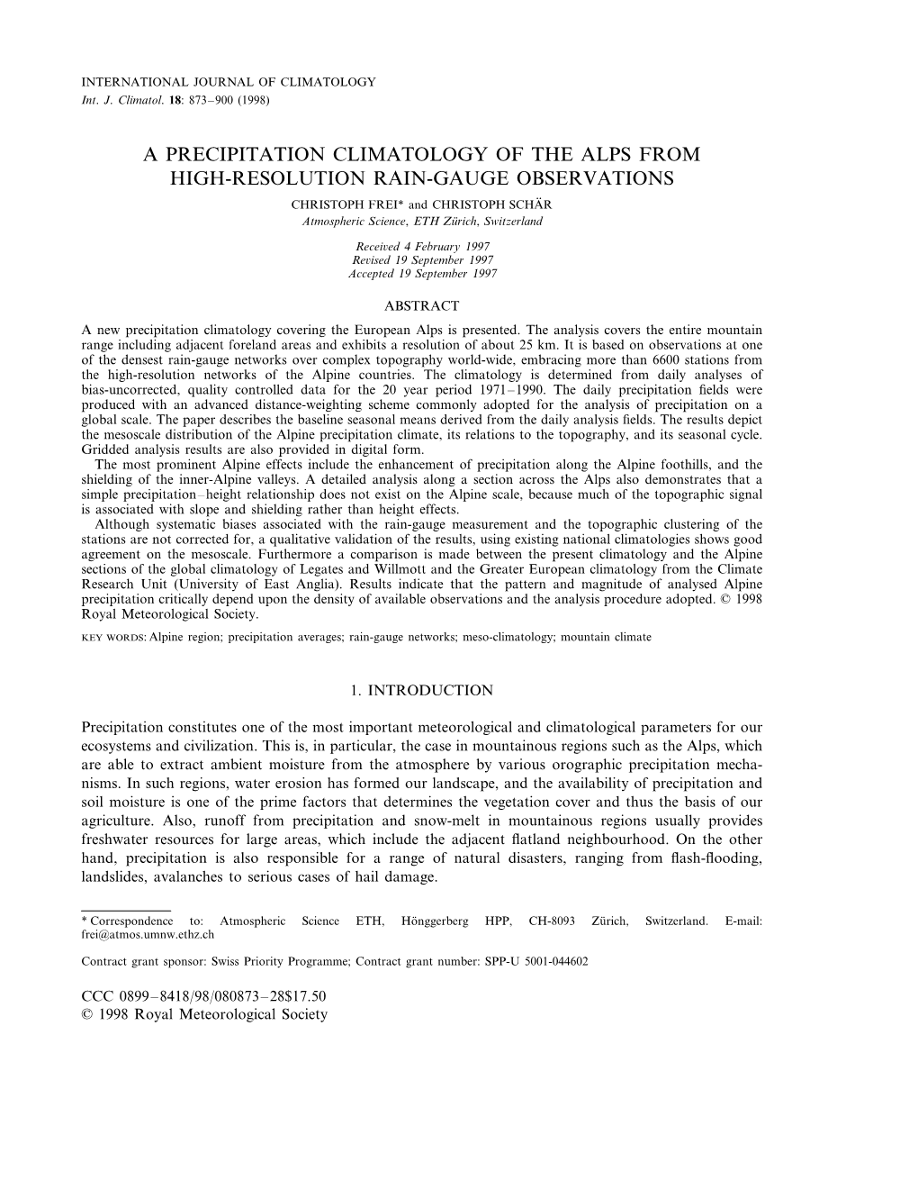 A Precipitation Climatology of the Alps from High-Resolution Rain-Gauge Observations