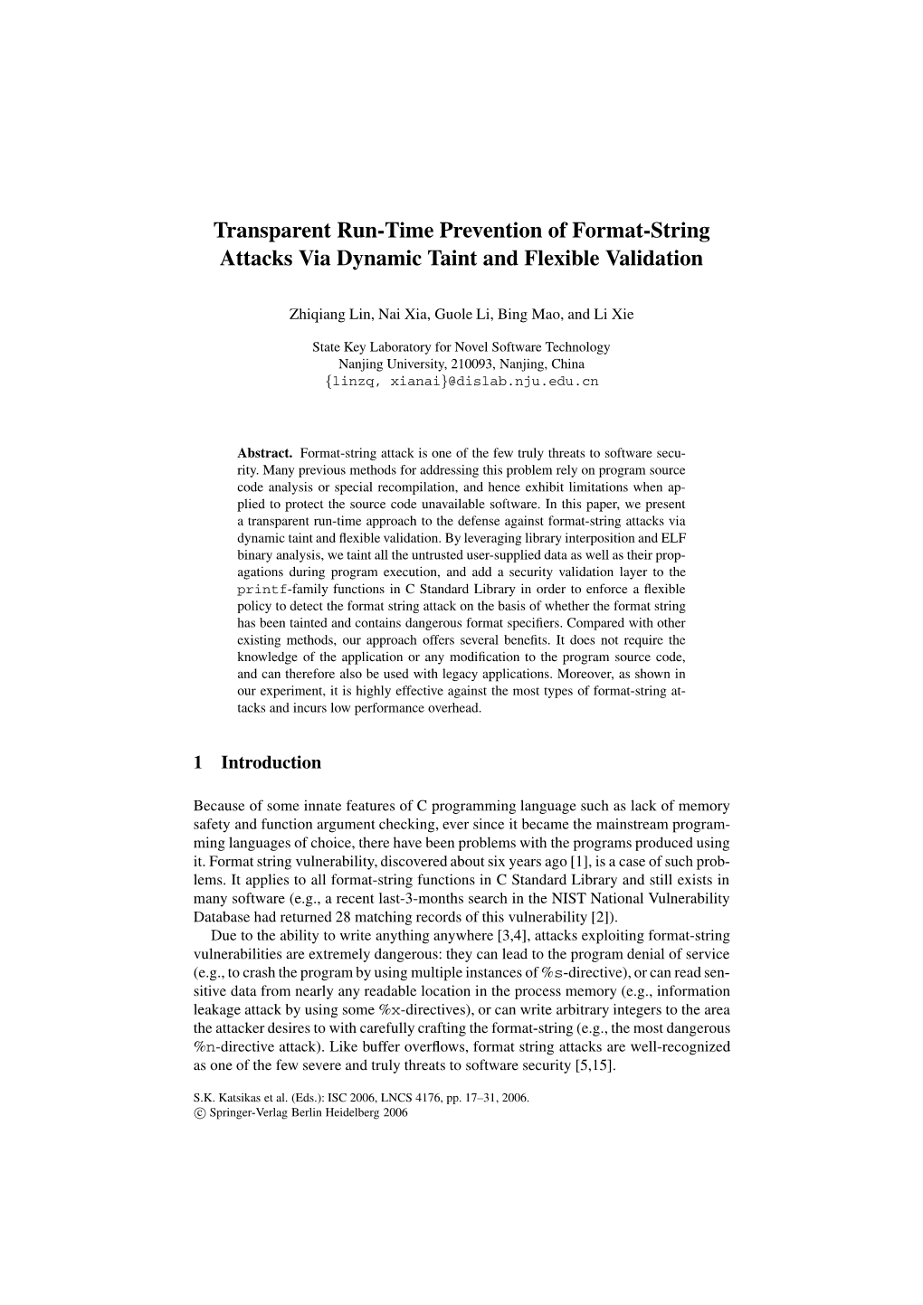 Transparent Run-Time Prevention of Format-String Attacks Via Dynamic Taint and Flexible Validation