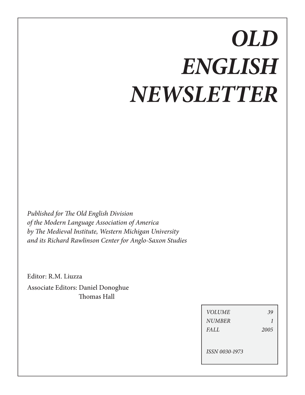 Old English Newsletter