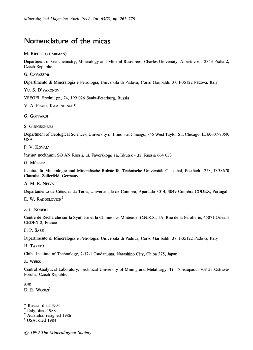 Nomenclature of the Micas