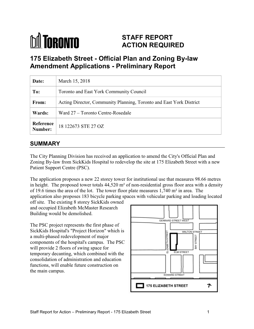 175 Elizabeth Street - Official Plan and Zoning By-Law Amendment Applications - Preliminary Report