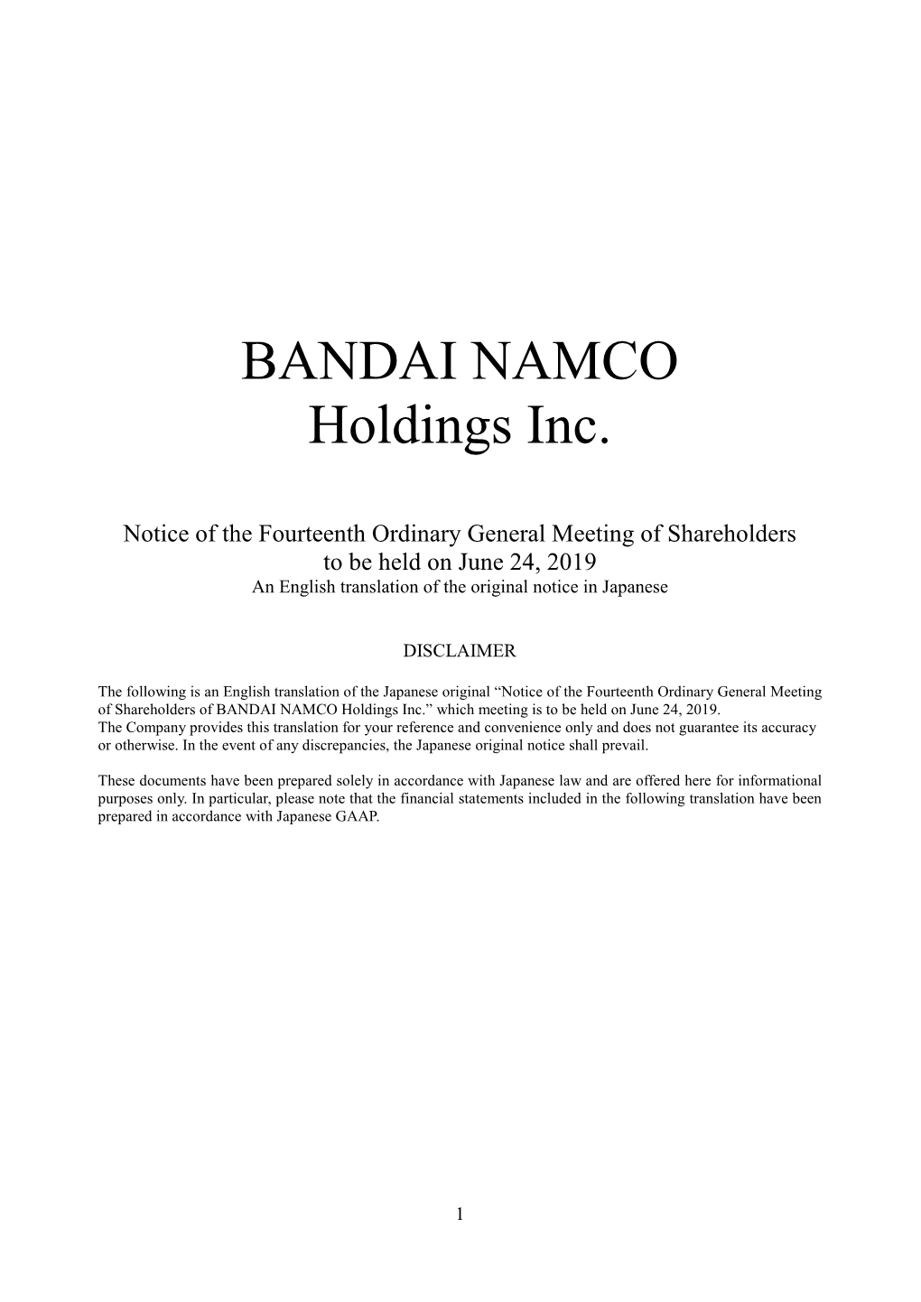 BANDAI NAMCO Holdings Inc