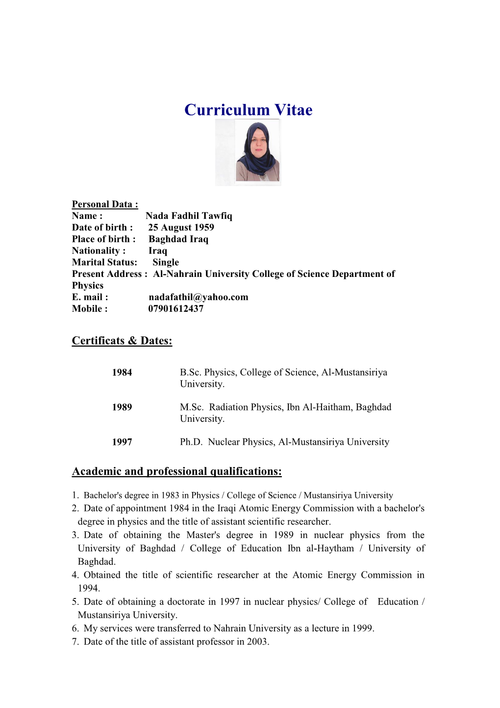 Curriculum Vitae