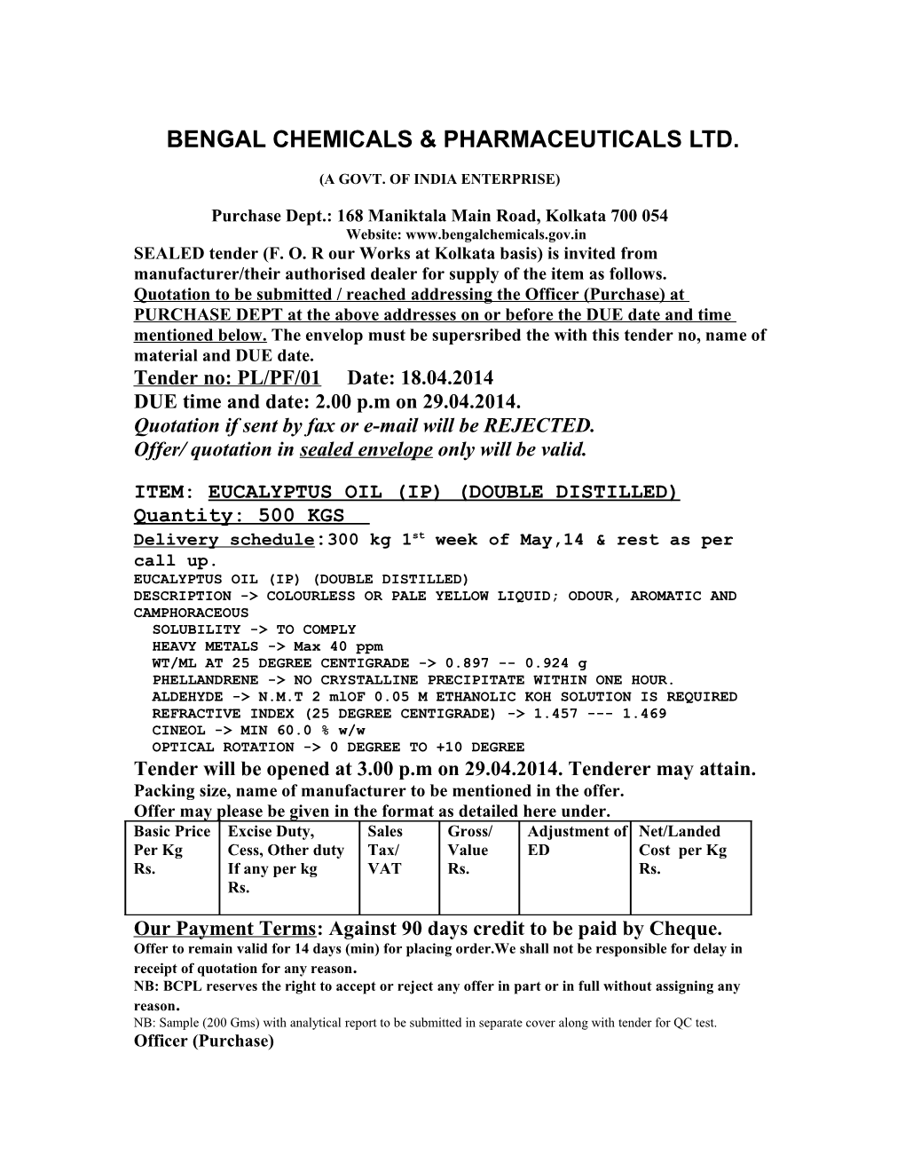 Bengal Chemicals & Pharmaceuticals Ltd