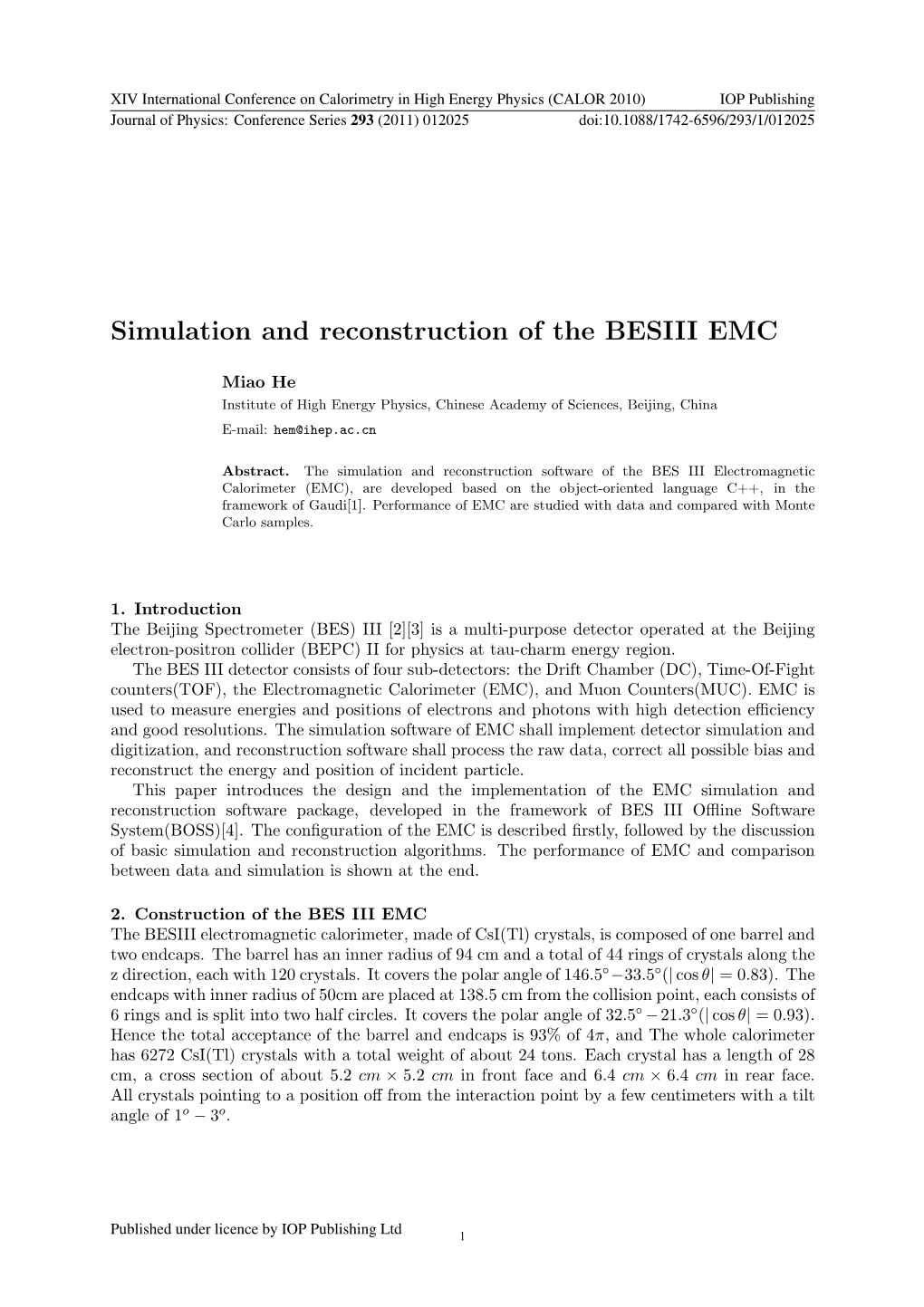 Simulation and Reconstruction of the BESIII EMC