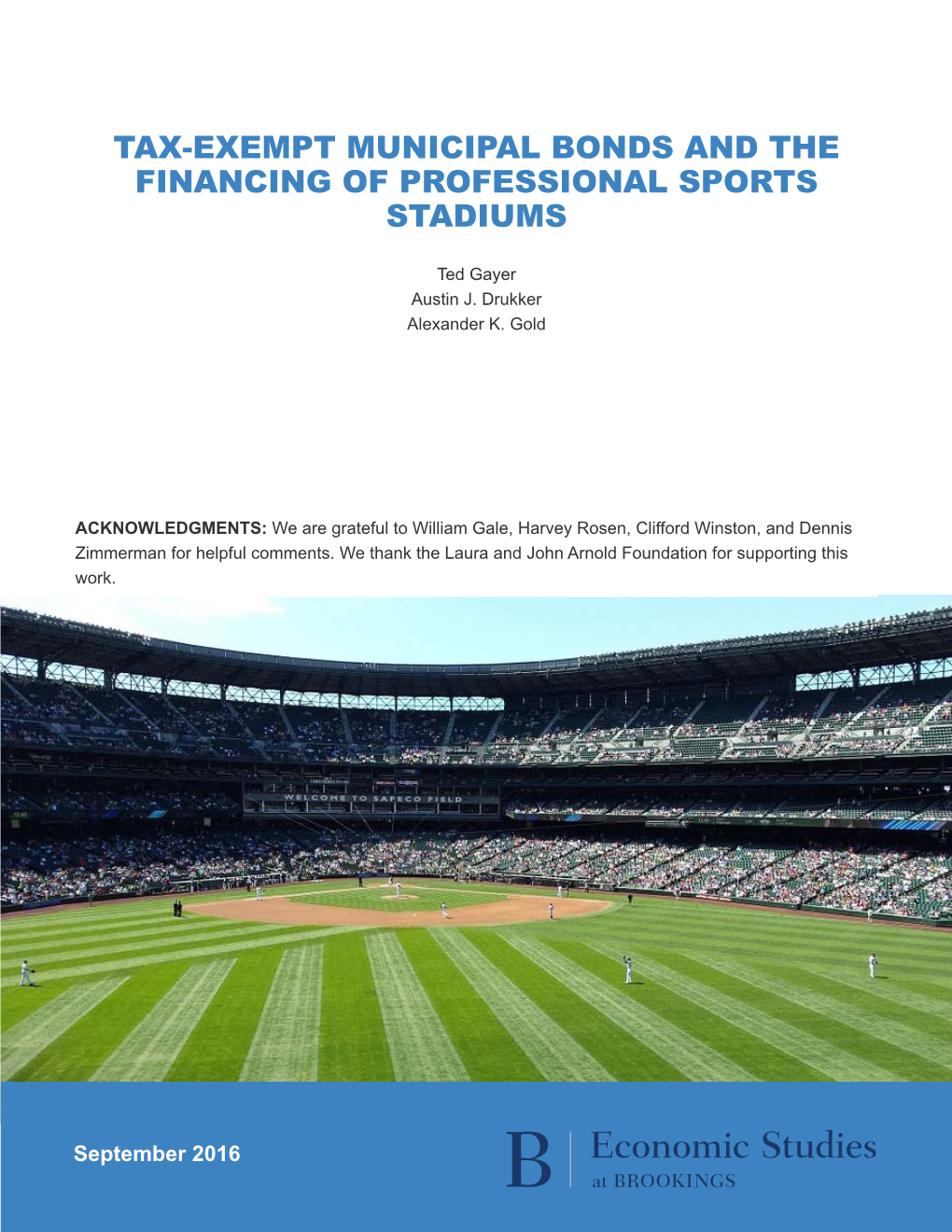 Tax-Exempt Municipal Bonds and the Financing of Professional Sports Stadiums