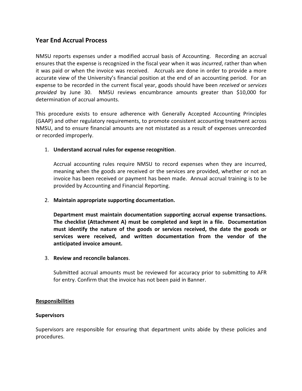 Year End Accrual Process